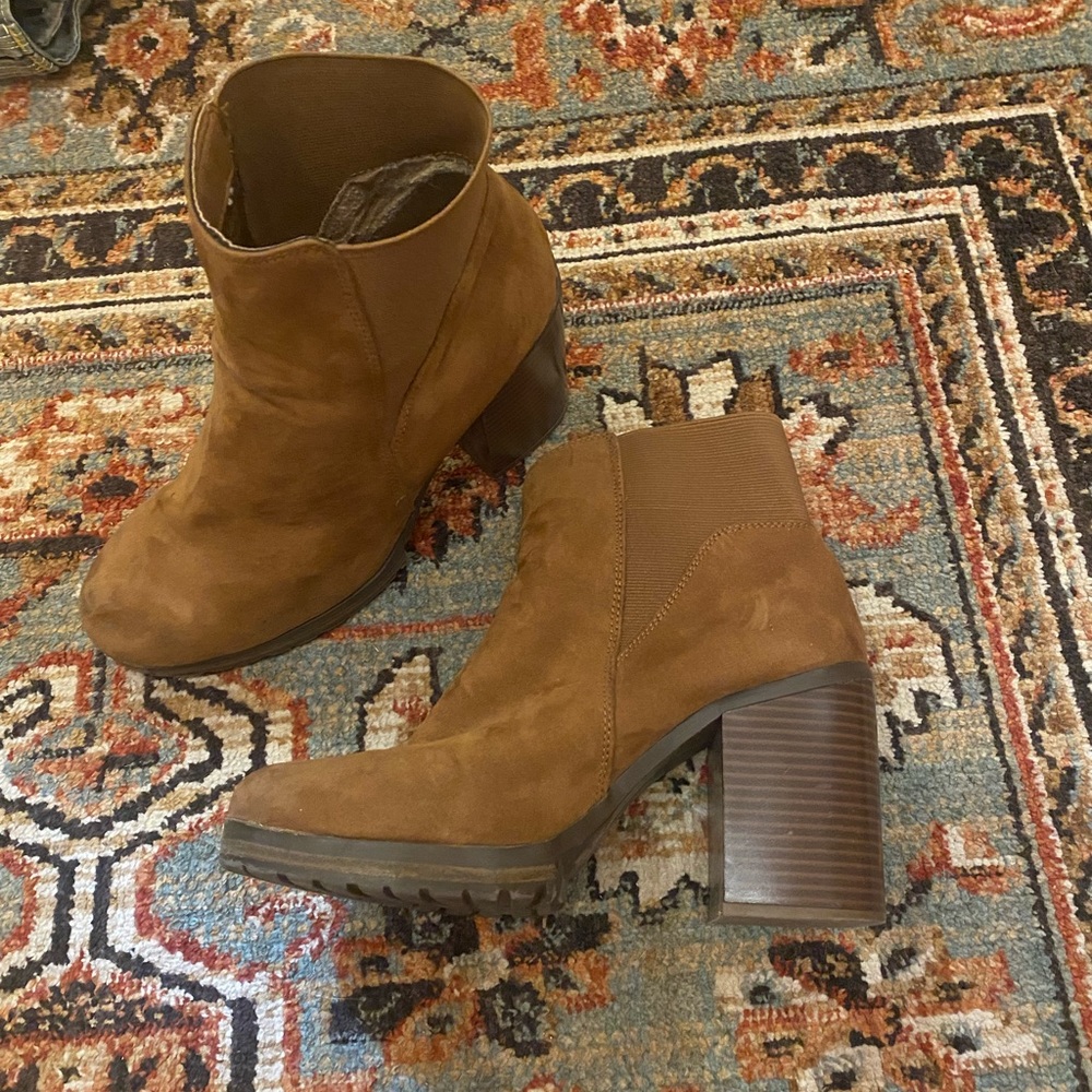 Brown heeled ankle boots